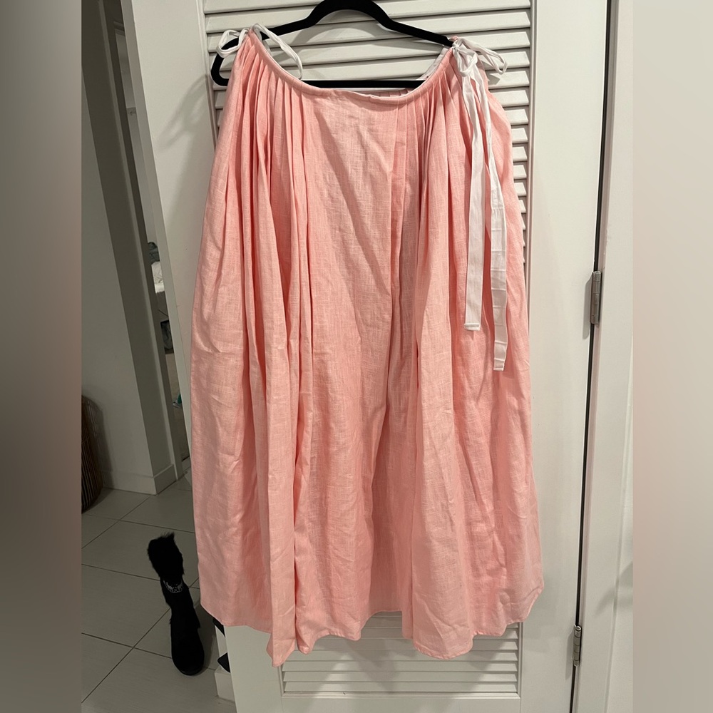 Pink Linen Marie Antoinette Rococo Petticoat Skirt with Adjustable Sizing - Picture 8 of 9
